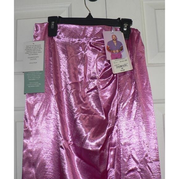 Johnny Wujek Women's Satin Slit Long Skirt with Sash in Prism Pink Small $109 - Picture 3 of 4